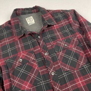 Voyager Flannel Shirt Jacket Men’s M Red Plaid Button Thermal Lined Shacket